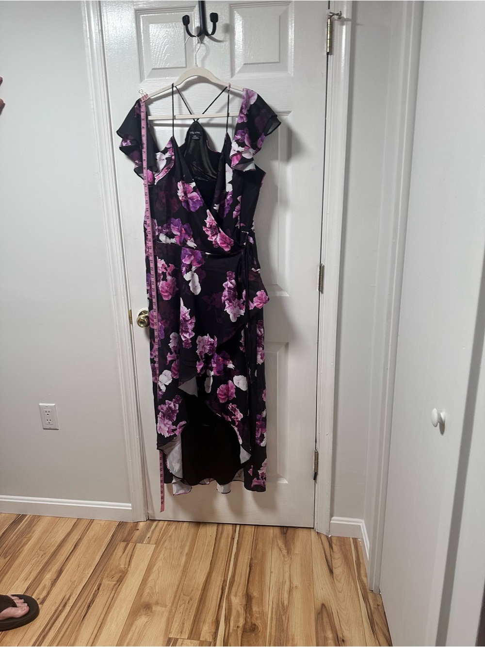 City Chic Black Dress with Purple and White Floral Print